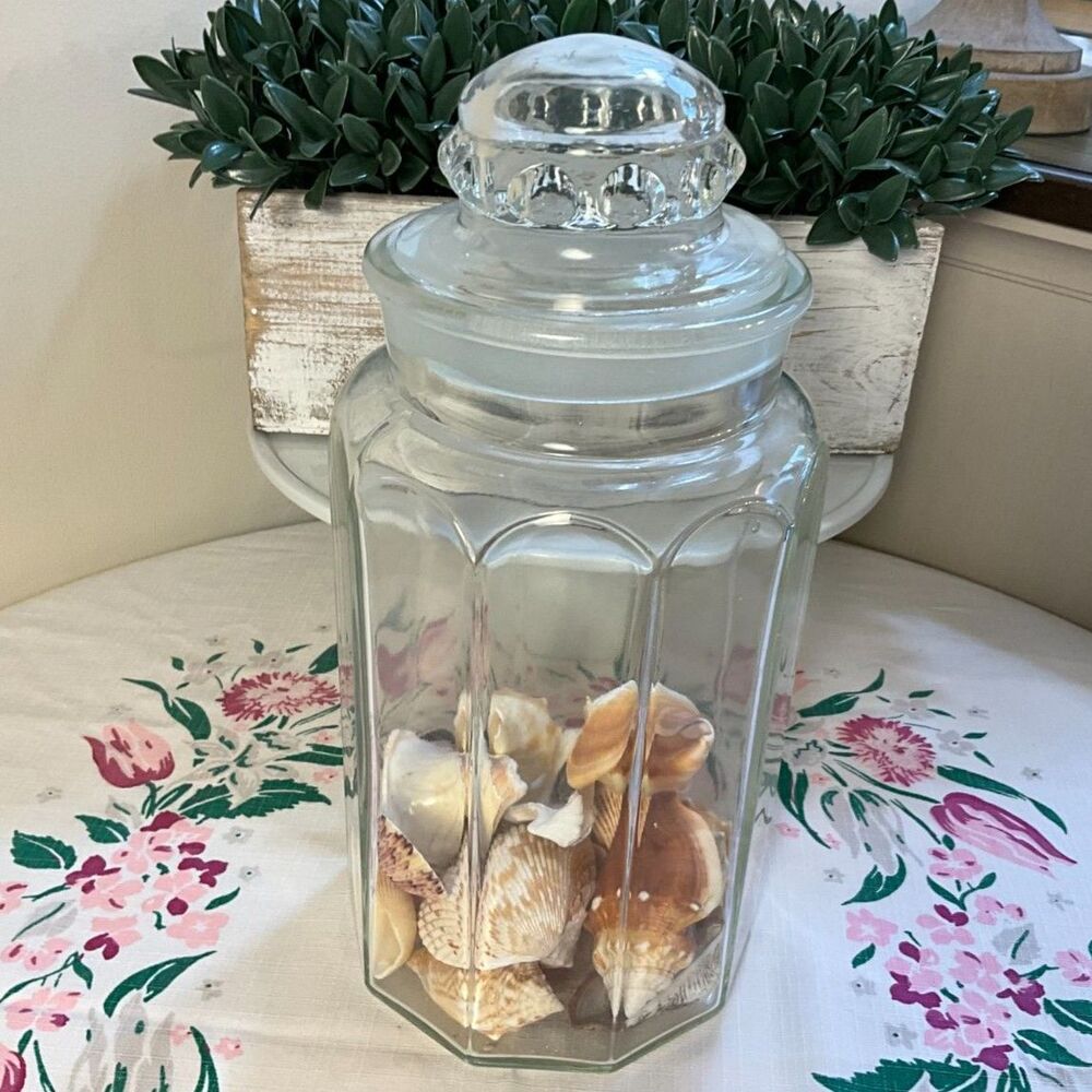 Vintage Le Smith 10 Panel Apothecary Candy Jar with Lid Clear
